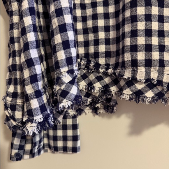 Free People Blue and White Checkered Hooded Top - Picture 3 of 4